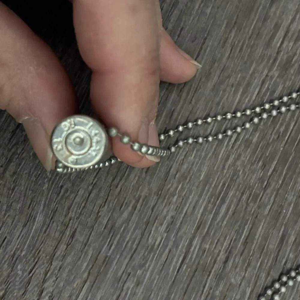 LoveBullets Urban Outfitter Green Jade Bullet Casing Pendant Necklace